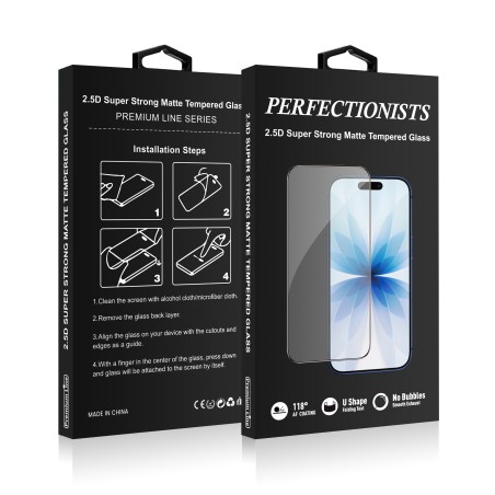LCD apsauginis stikliukas Perfectionists 2.5D Super Strong Matte Tempered Glass Apple iPhone 17 Pro Max juodas