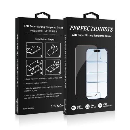 LCD apsauginis stikliukas Perfectionists 2.5D Super Strong Tempered Glass Apple iPhone 17 Pro juodas