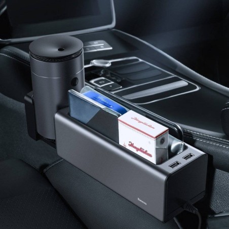 Metalinis porankio konsolės organaizeris Baseus Deluxe dual USB juodas CRCWH-A01