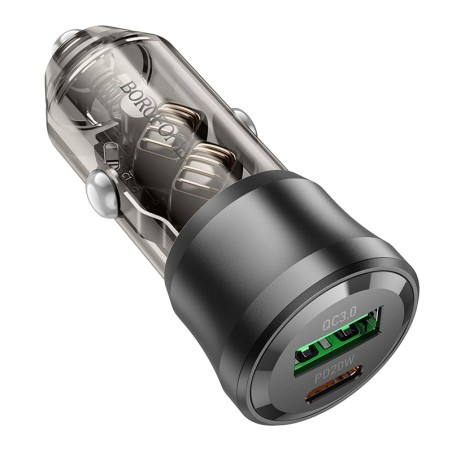 Automobilinis įkroviklis Borofone BZ25 38W USB-C/USB-A juodas