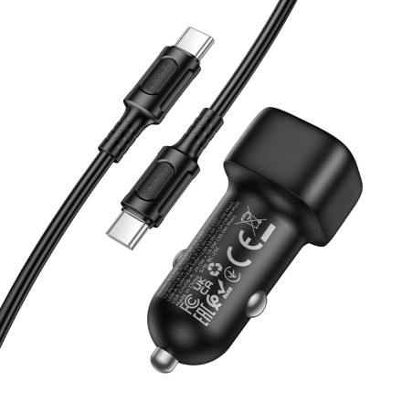 Automobilinis įkroviklis Borofone BZ34B 38W USB-C/USB-A + USB-C to USB-C cable 1.0m juodas