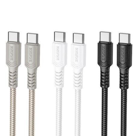 USB kabelis Borofone BX116 60W USB-C to USB-C 1.0m baltas