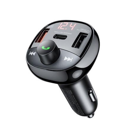 FM bangų moduliatorius Remax RCC331 54.5W 2xUSB-A/1xUSB-C juodas
