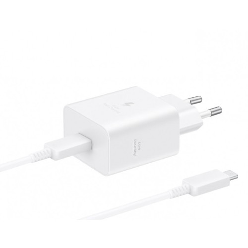 Įkroviklis Samsung EP-T4511XWEGEU 45W USB-C + USB-C to USB-C cable 1.8m baltas
