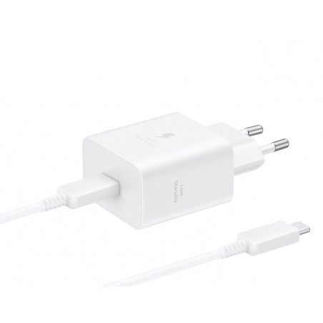 Įkroviklis Samsung EP-T4511XWEGEU 45W USB-C + USB-C to USB-C cable 1.8m baltas