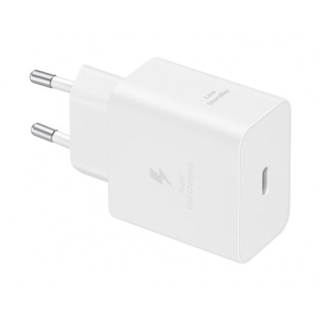 Įkroviklis Samsung EP-T4511XWEGEU 45W USB-C + USB-C to USB-C cable 1.8m baltas