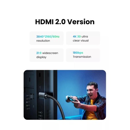 Kabelis Ugreen HD119 HDMI to HDMI 2.0m juodas (40101)