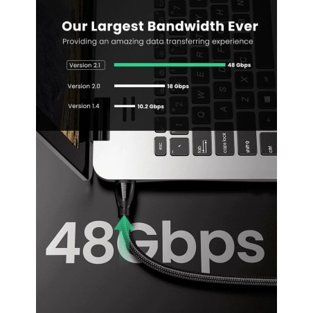 Kabelis Ugreen HD140 HDMI 2.1 to HDMI 2.1 2.0m juodas