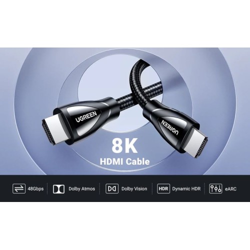 Kabelis Ugreen HD140 HDMI 2.1 to HDMI 2.1 2.0m juodas