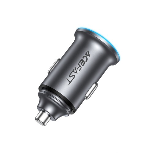 Automobilinis įkroviklis Acefast B15 65W USB-C/USB-A pilkas