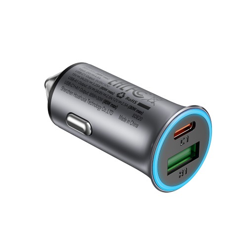 Automobilinis įkroviklis Acefast B16 95W USB-C/USB-A pilkas