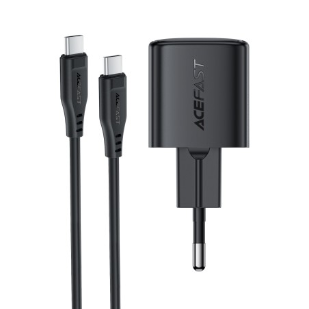 Įkroviklis Acefast A118 30W GaN USB-C + USB-C to USB-C cable 1.2m juodas