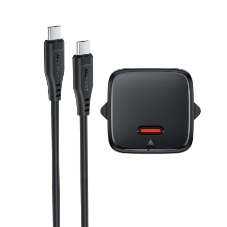 Įkroviklis Acefast A118 30W GaN USB-C + USB-C to USB-C cable 1.2m juodas