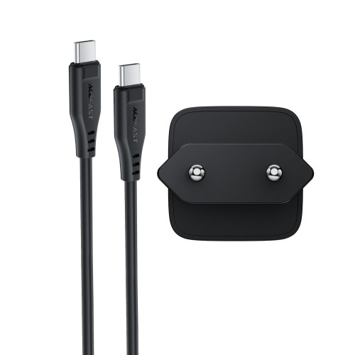 Įkroviklis Acefast A118 30W GaN USB-C + USB-C to USB-C cable 1.2m juodas