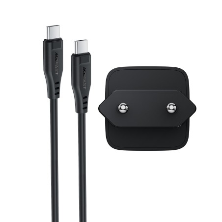 Įkroviklis Acefast A118 30W GaN USB-C + USB-C to USB-C cable 1.2m juodas