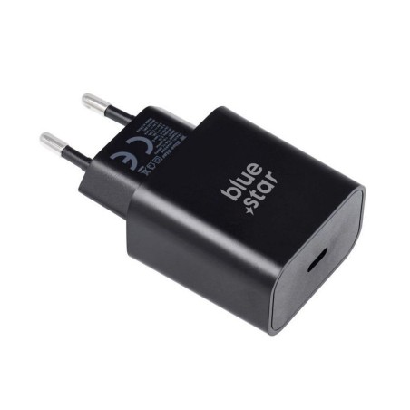 Įkroviklis Blue Star 25W USB-C + USB-C to USB-C cable juodas