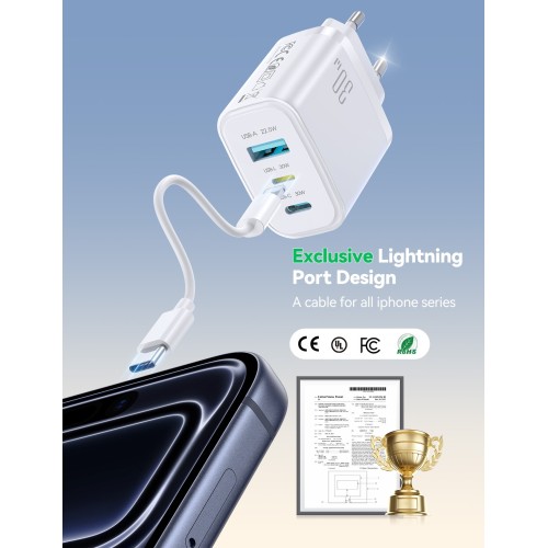 Įkroviklis Joyroom JR-TG6 30W 2xUSB-C/USB-A baltas