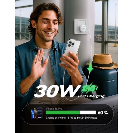 Įkroviklis Joyroom JR-TG6 30W 2xUSB-C/USB-A baltas