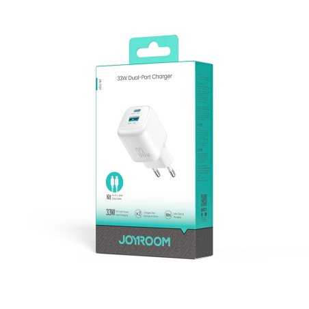 Įkroviklis Joyroom JR-TG7 33W USB-C/USB-A + USB-C to USB-C 60W 1.0m cable baltas