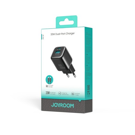 Įkroviklis Joyroom JR-TG7 33W USB-C/USB-A + USB-C to USB-C 60W 1.0m cable juodas
