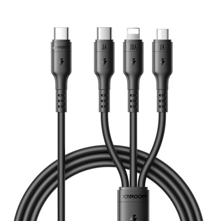 USB kabelis Joyroom S-A61 USB-C to USB-C/Lightning/MicroUSB 3.5A 1.2m juodas