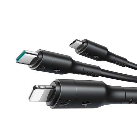 USB kabelis Joyroom S-A61 USB-C to USB-C/Lightning/MicroUSB 3.5A 1.2m juodas