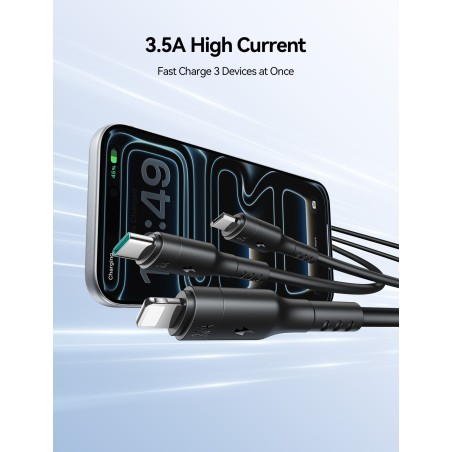 USB kabelis Joyroom S-A61 USB-C to USB-C/Lightning/MicroUSB 3.5A 1.2m juodas
