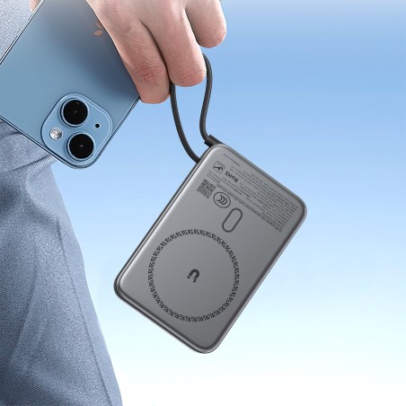 Išorinė baterija Power Bank Acefast M24-10000 22.5W Magnetic Wireless 10000mAh juoda