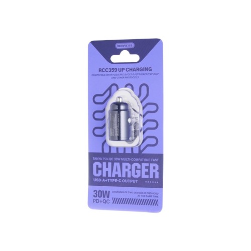 Automobilinis įkroviklis Remax RCC359 30W USB-C/USB-A juodas