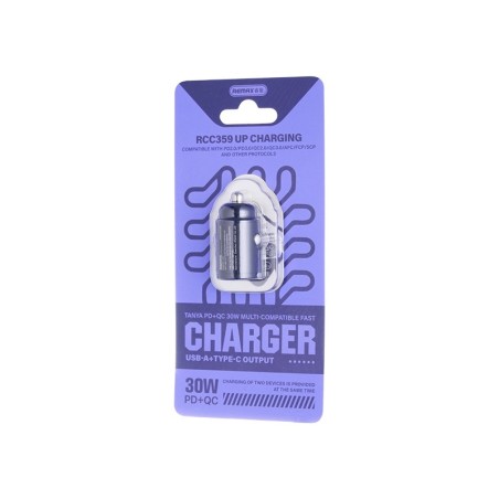 Automobilinis įkroviklis Remax RCC359 30W USB-C/USB-A juodas