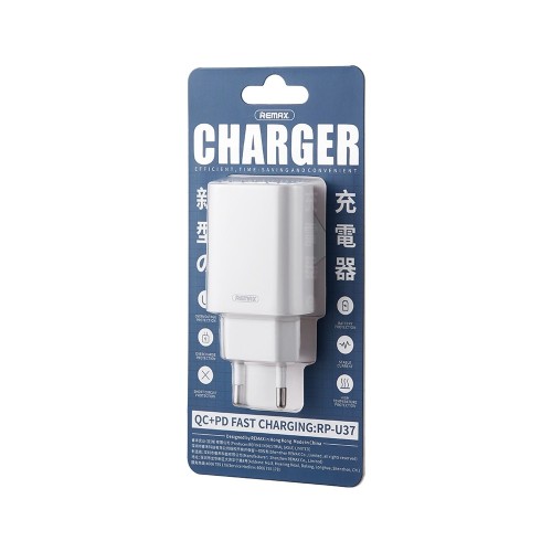 Įkroviklis Remax RP-U37 20W USB-C/USB-A baltas