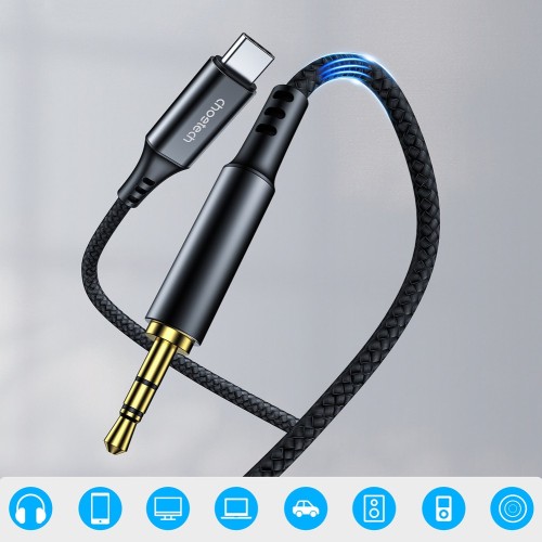 Audio kabelis Choetech AUX006 USB-C to 3.5mm juodas